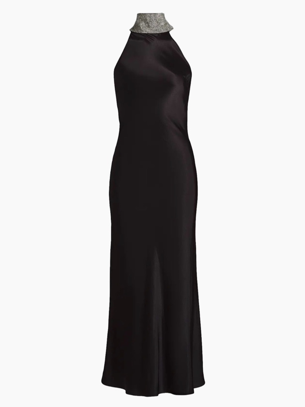 Generation Love Riella Crystal-Embellished Satin Halterneck Maxi-Dress Size M